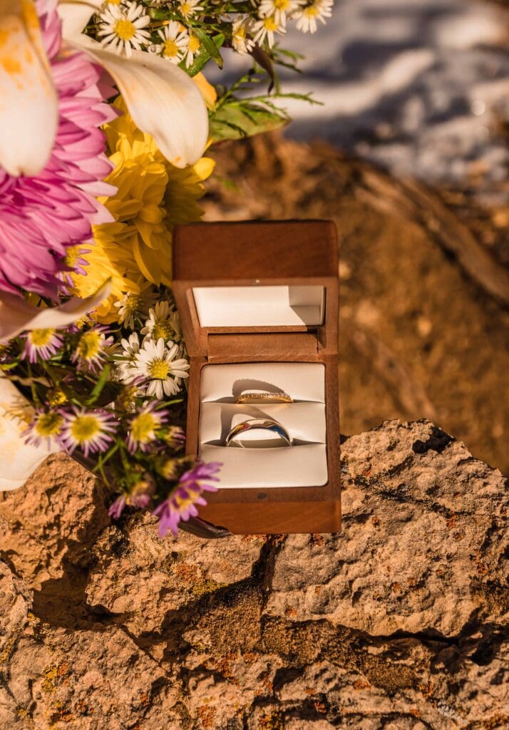 Ring in box detail photo for Grand Canyon Wedding